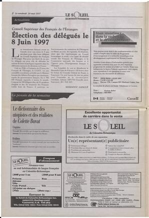 Le Soleil de Colombie-Britannique, May 30, 1997, page 2