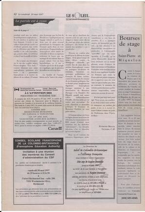 Le Soleil de Colombie-Britannique, May 30, 1997, page 12