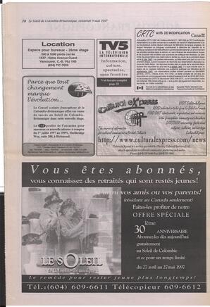Le Soleil de Colombie-Britannique, May 9, 1997, page 17