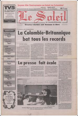 Le Soleil de Colombie-Britannique, April 25, 1997, page 1