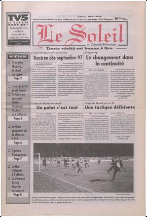 Le Soleil de Colombie-Britannique, April 11, 1997, page 1