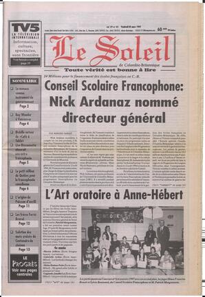 Le Soleil de Colombie-Britannique, March 28, 1997, page 1