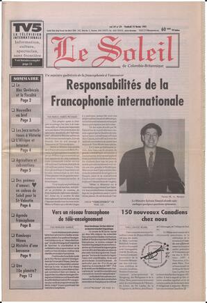 Le Soleil de Colombie-Britannique, February 14, 1997, page 1