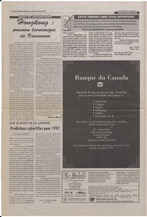 Le Soleil de Colombie-Britannique, January 10, 1997, page 2