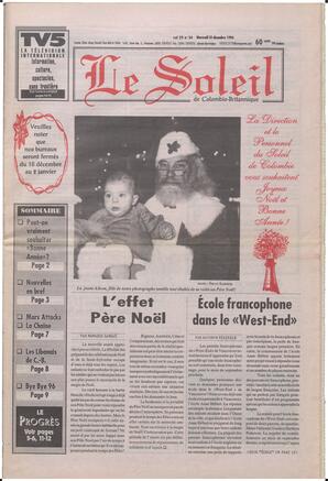 Le Soleil de Colombie-Britannique, December 18, 1996, page 1