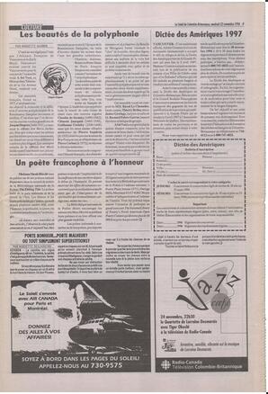 Le Soleil de Colombie-Britannique, November 22, 1996, page 9