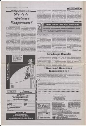 Le Soleil de Colombie-Britannique, November 1, 1996, page 2