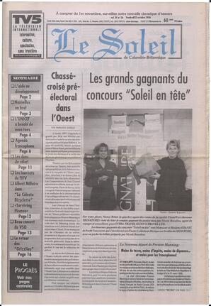 Le Soleil de Colombie-Britannique, October 25, 1996, page 1