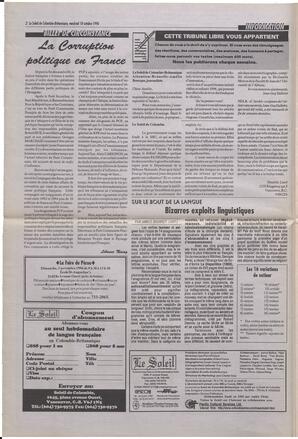 Le Soleil de Colombie-Britannique, October 18, 1996, page 2