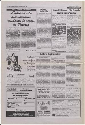 Le Soleil de Colombie-Britannique, October 11, 1996, page 2