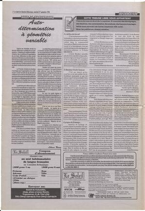 Le Soleil de Colombie-Britannique, September 27, 1996, page 2