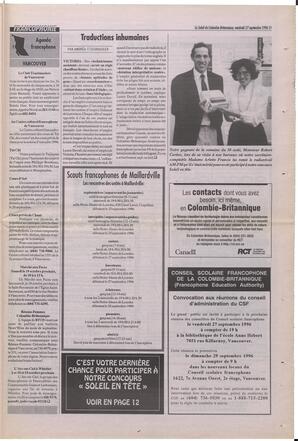 Le Soleil de Colombie-Britannique, September 27, 1996, page 11