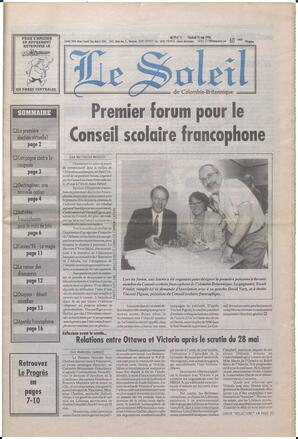 Le Soleil de Colombie-Britannique, May 31, 1996, page 1