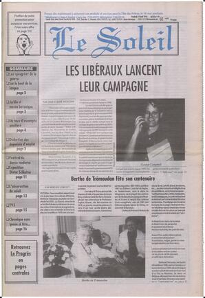 Le Soleil de Colombie-Britannique, April 19, 1996, page 1