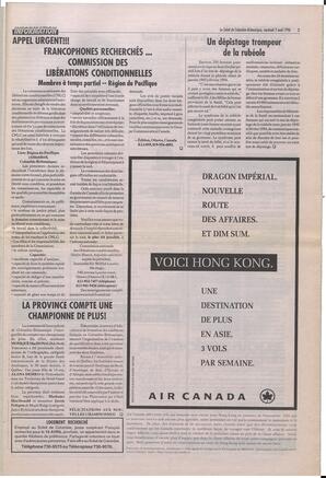 Le Soleil de Colombie-Britannique, April 5, 1996, page 3
