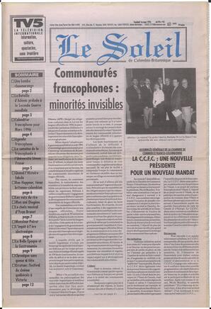 Le Soleil de Colombie-Britannique, March 1, 1996, page 1