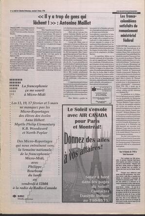 Le Soleil de Colombie-Britannique, February 2, 1996, page 8