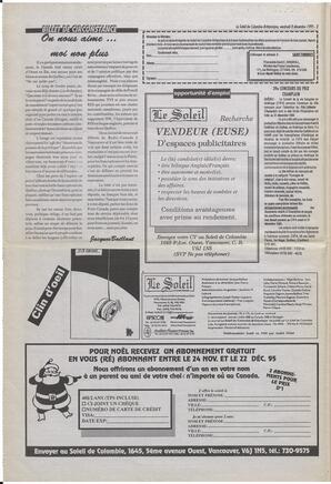 Le Soleil de Colombie-Britannique, December 8, 1995, page 2