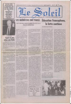 Le Soleil de Colombie-Britannique, November 10, 1995, page 1