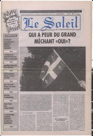 Le Soleil de Colombie-Britannique, October 20, 1995, page 1