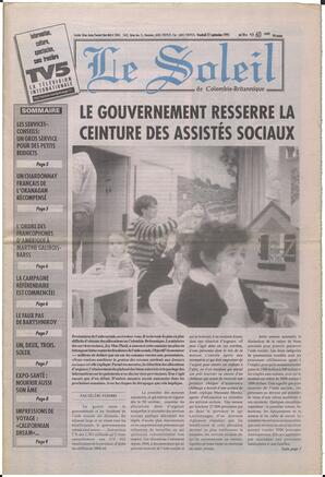 Le Soleil de Colombie-Britannique, September 22, 1995, page 1