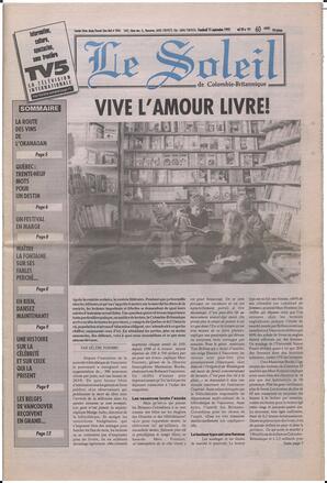 Le Soleil de Colombie-Britannique, September 15, 1995, page 1