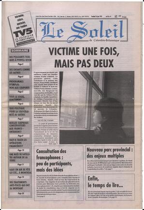Le Soleil de Colombie-Britannique, June 16, 1995, page 1