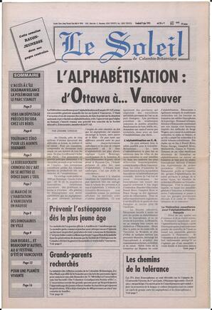 Le Soleil de Colombie-Britannique, June 9, 1995, page 1
