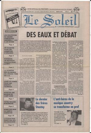 Le Soleil de Colombie-Britannique, May 5, 1995, page 1