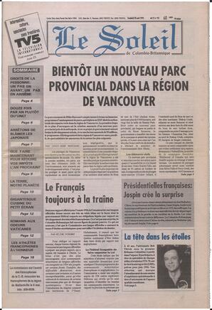 Le Soleil de Colombie-Britannique, April 28, 1995, page 1
