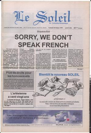 Le Soleil de Colombie-Britannique, February 24, 1995, page 1
