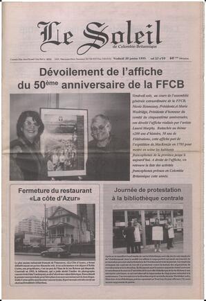 Le Soleil de Colombie-Britannique, January 20, 1995, page 1