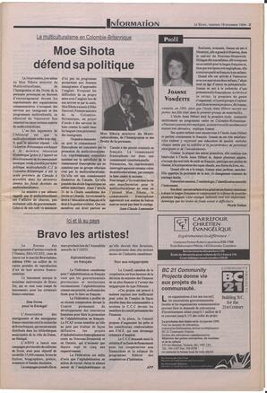 Le Soleil de Colombie-Britannique, November 18, 1994, page 3