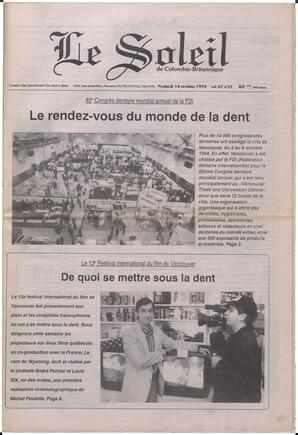 Le Soleil de Colombie-Britannique, October 14, 1994, page 1