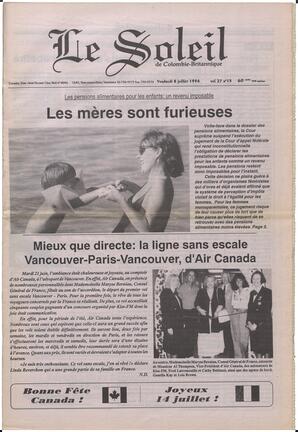 Le Soleil de Colombie-Britannique, July 8, 1994, page 1