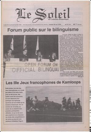 Le Soleil de Colombie-Britannique, May 20, 1994, page 1