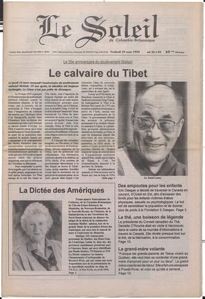 Le Soleil de Colombie-Britannique, March 25, 1994, page 1