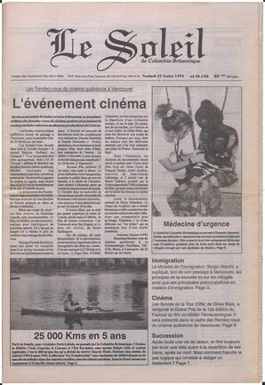 Le Soleil de Colombie-Britannique, February 25, 1994, page 1