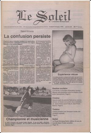Le Soleil de Colombie-Britannique, February 18, 1994, page 1