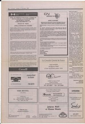 Le Soleil de Colombie-Britannique, December 17, 1993, page 14