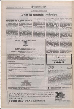 Le Soleil de Colombie-Britannique, October 1, 1993, page 6