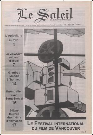 Le Soleil de Colombie-Britannique, October 1, 1993, page 1