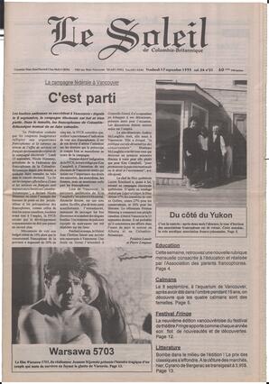 Le Soleil de Colombie-Britannique, September 17, 1993, page 1