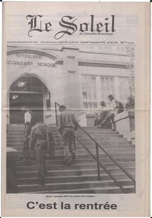 Le Soleil de Colombie-Britannique, September 10, 1993, page 1