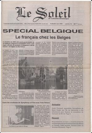 Le Soleil de Colombie-Britannique, August 6, 1993, page 1