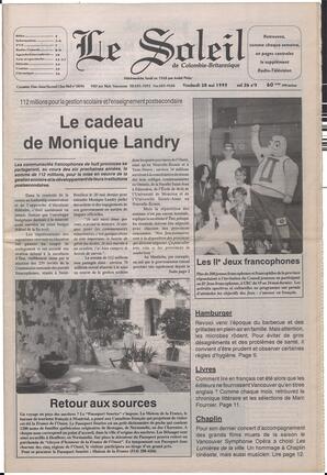 Le Soleil de Colombie-Britannique, May 28, 1993, page 1