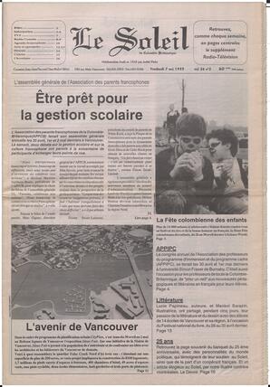 Le Soleil de Colombie-Britannique, May 7, 1993, page 1