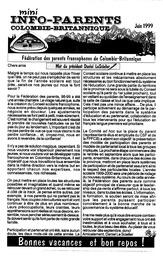   INFO-PARENTS COLOMBIE-BRITANNIQUE, 1999   , page 1