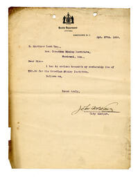 Letter to H. Mortimer Lamb Esq: 27-Apr-09