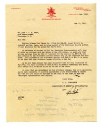 Letter to Vance from R.A. Pennington: 11-Jun-49